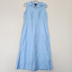 Herma Geist 100% linen blue midi dress size 10P